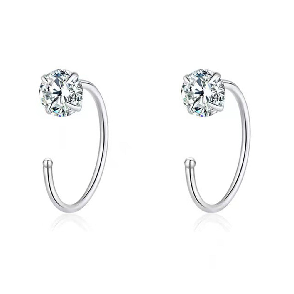Half Hoop Earrings for Women Lightweight Sterling Silver Stud Earrings for Party Daily Life