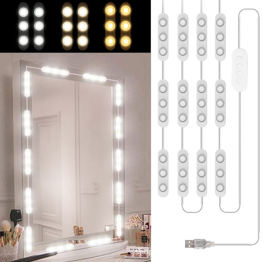 USB LED Vanity Light 3 Color Temperatures Dimmable for Makeup Mirror