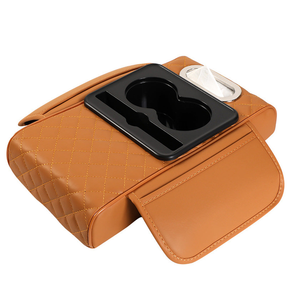Car Armrest Cushion Organizer with Cup Holder Multi Functional Center Console Booster Pad