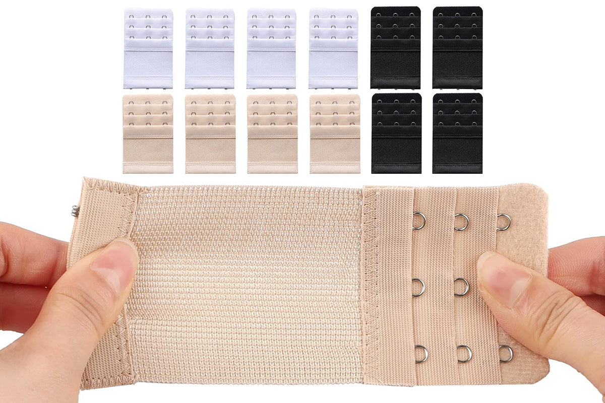 12PCS Adjustable Bra Extenders 3 Hooks Elastic Extension Strap Plus Size