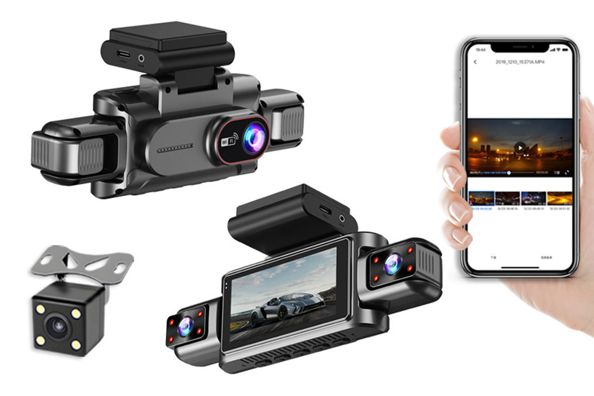 4-Channel WiFi Dash Cam with 64GB Memory Card Night Vision Car Recorder 1080P Car Camera 480P Dash Camera