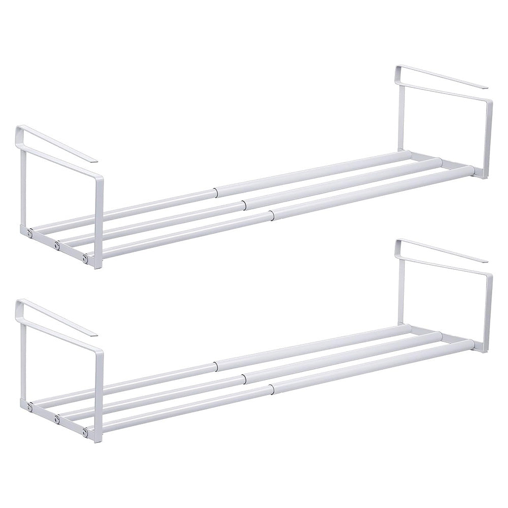 2 Pack Adjustable Shoe Shelf Space Saving Under Cabinet Shoe Rack for Closet White