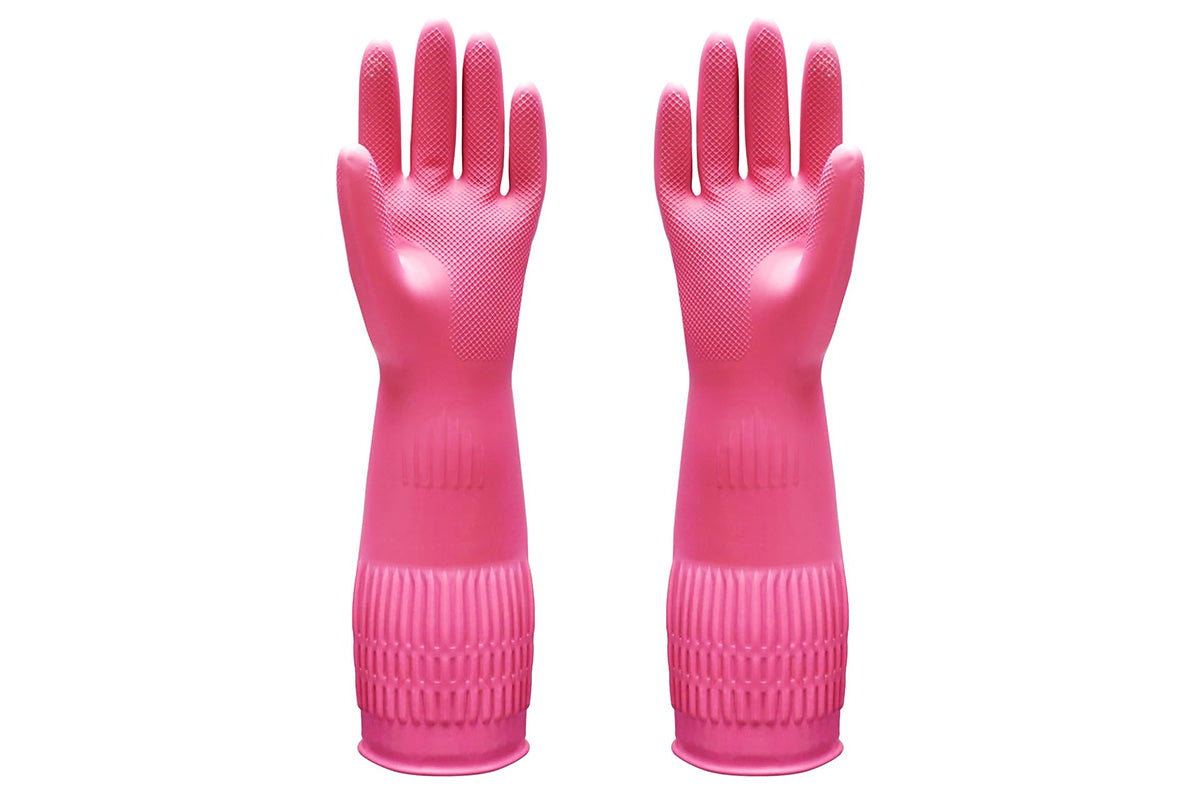 38cm Extra Long Rubber Gloves 3 Pack Heavy Duty Cleaning Gloves for Dishwashing