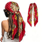90cm Square Head Scarf Printed Satin Hair Scarf Bandanas for Women