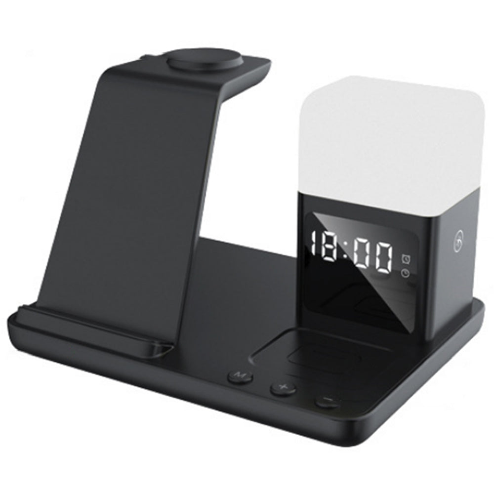 6-in-1 Wireless Charger with Alarm Clock and Night Light for Smartphone/Watch/Earbuds