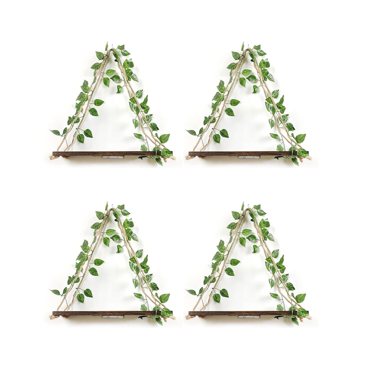 4Pcs Artificial Ivy LED Strip Wall Hanging Shelves Macrame Shelf for Bedroom