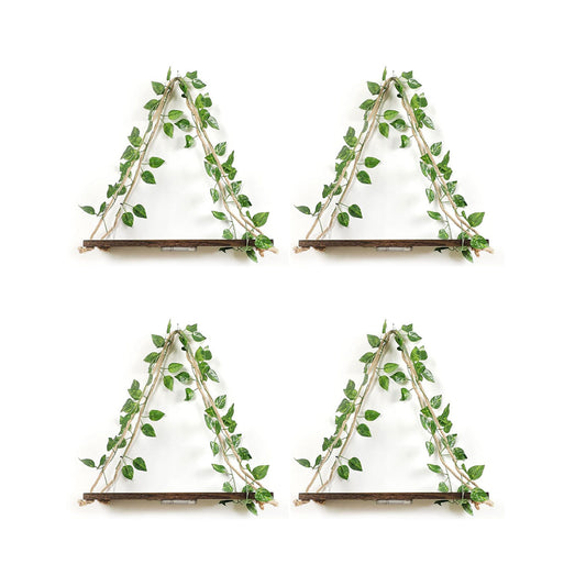 4Pcs Artificial Ivy LED Strip Wall Hanging Shelves Macrame Shelf for Bedroom
