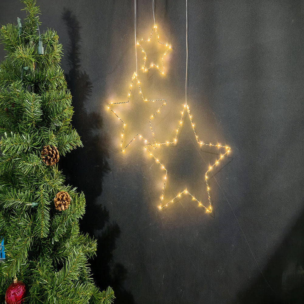 3Pcs 30CM Christmas LED Star Decoration Lights Battery Operated Christmas Decoration