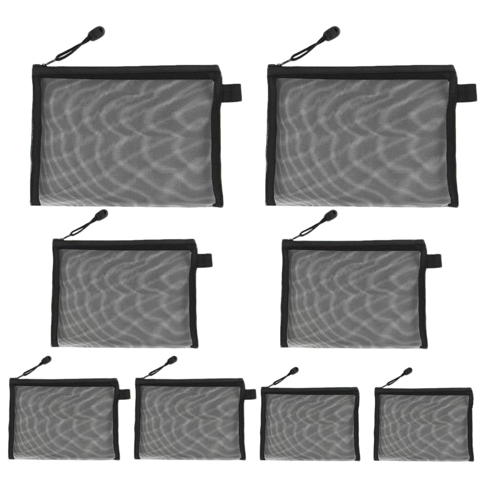 8 Piece Black Mesh Travel Organizer Bag Set in 4 Sizes