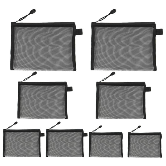 8 Piece Black Mesh Travel Organizer Bag Set in 4 Sizes