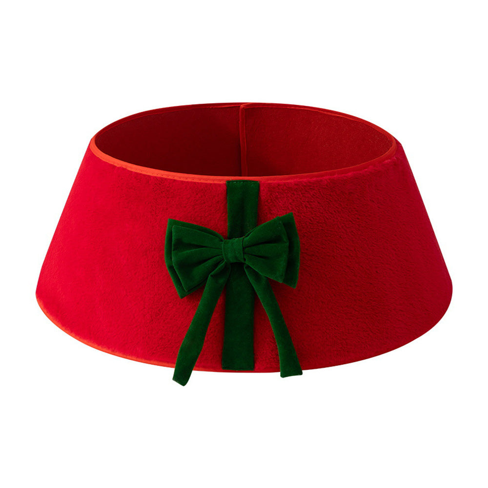 Christmas Tree Collar with Bow Holiday Tree Decor for Tree Stand and Wire Cover-Red