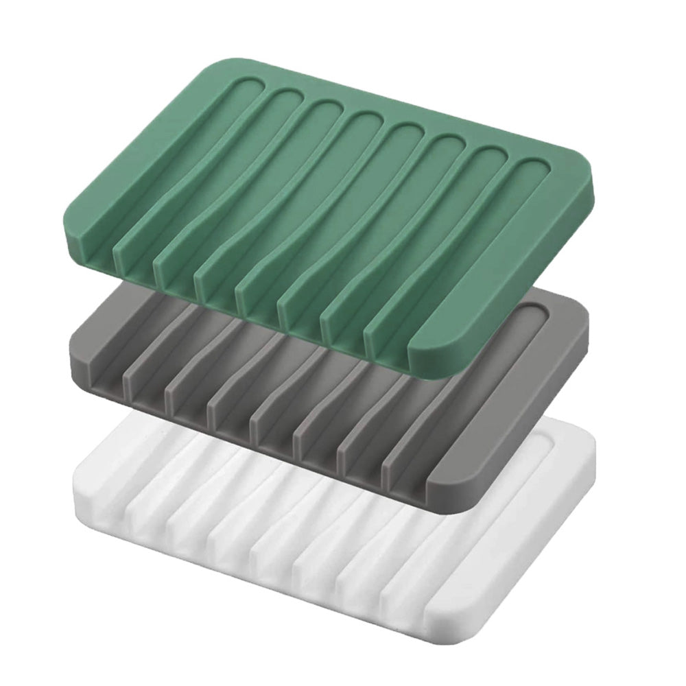 3Pcs Self Draining Soap Dishes Silicone Soap Saver Waterfall Drainer Soap Holder