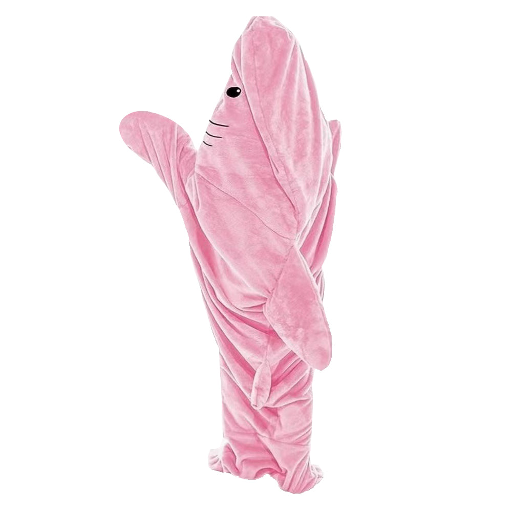 Pink Flannel Wearable Shark Hoodie Blanket