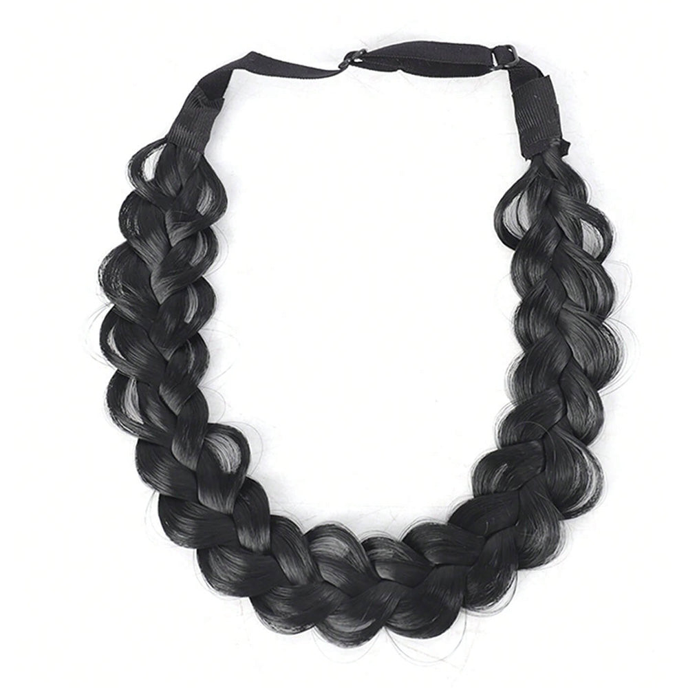 Plaited Headband Adjustable Stretch Hairpiece Hair Extension Headband For Women