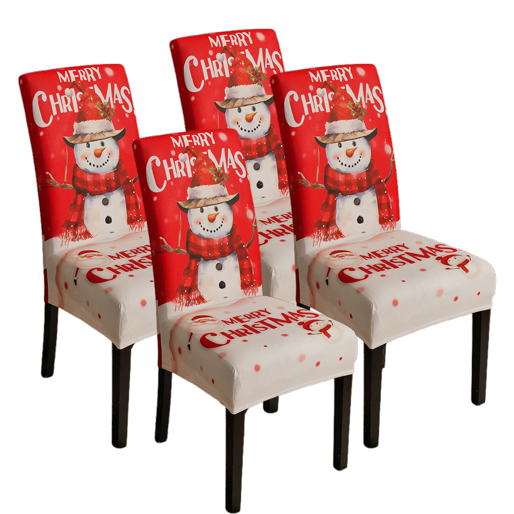 4Pcs Christmas Santa Chair Cover Decorations Xmas Chair Slipcover Creative Pattern