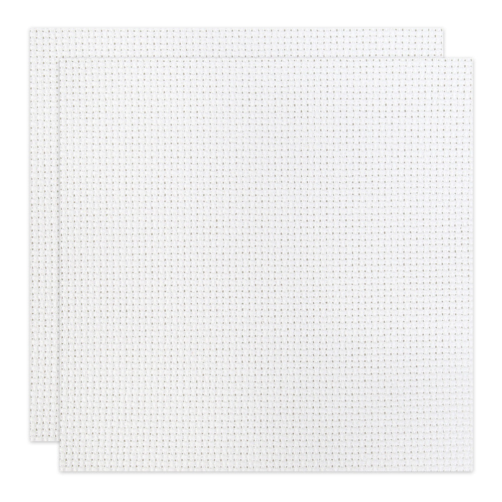 2 Pack 14 Count Precut Cotton Aida Cloth for Cross Stitch Embroidery-White