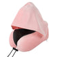 Hooded Travel Pillow with 3D Eye Masks Memory Foam Neck Pillow for Airplane Sleeping