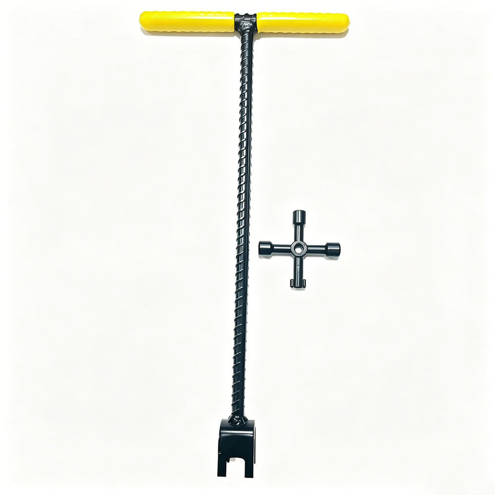 T Handle Valve Wrench 17 Inch with 4 in 1 Key for Water Gas Round Square Valve