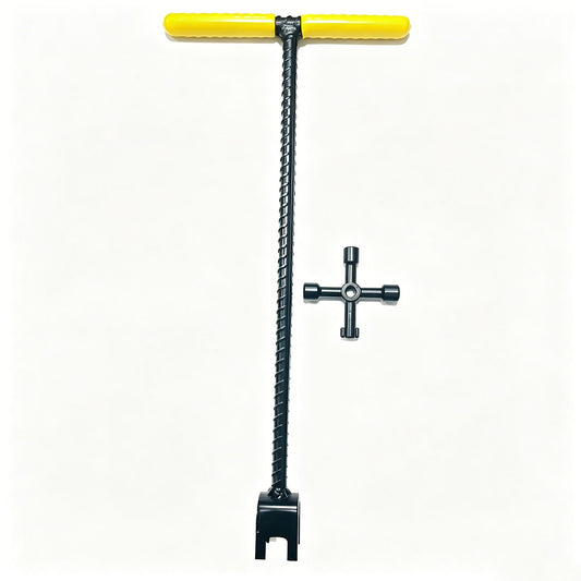 T Handle Valve Wrench 17 Inch with 4 in 1 Key for Water Gas Round Square Valve