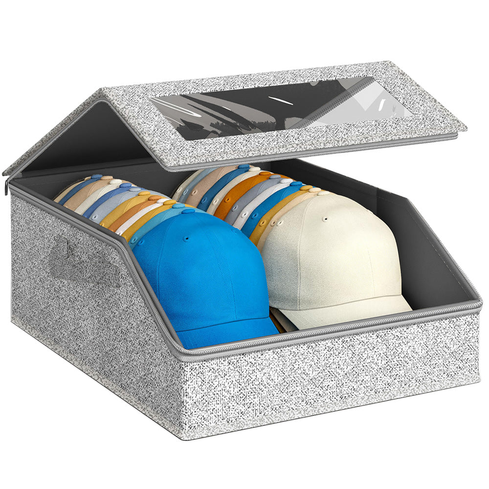 Large Capacity Hat Organizer Box Holds 30 Hats for Baseball Cap Wide Brim Cap