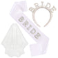 Bride Accessory Set with Veil Sash and Headband for Bachelorette Party Bridal Shower
