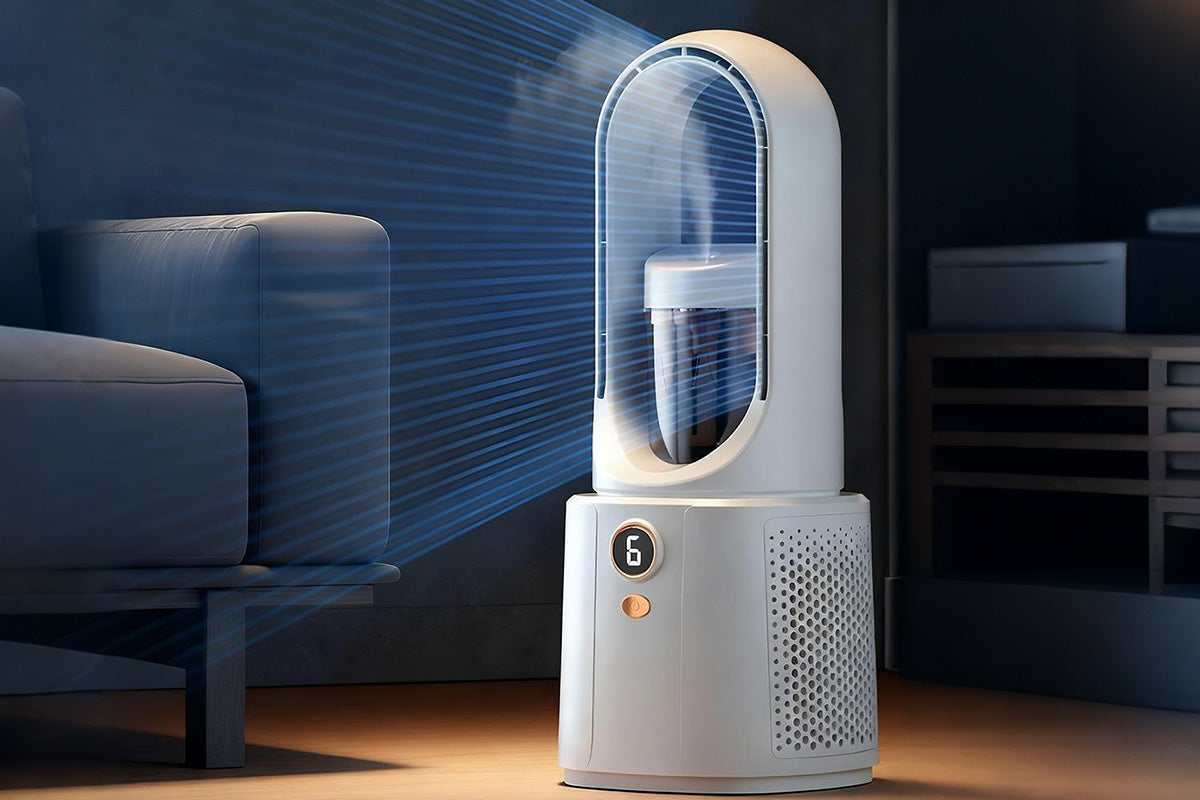2 in 1 Leafless Desktop Humidifier Fan with Night Light for Office Bedroom