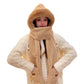 3-in-1 Winter Warm Plush Hooded Scarf Hat and Gloves