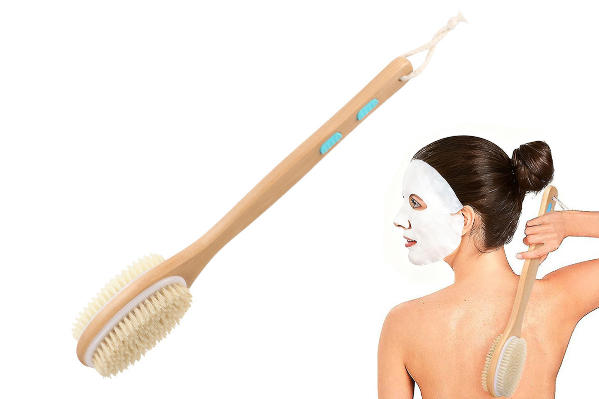 Dry Brushing Body Brush Back Scrubber for Shower Exfoliating Bath Bristle Brush