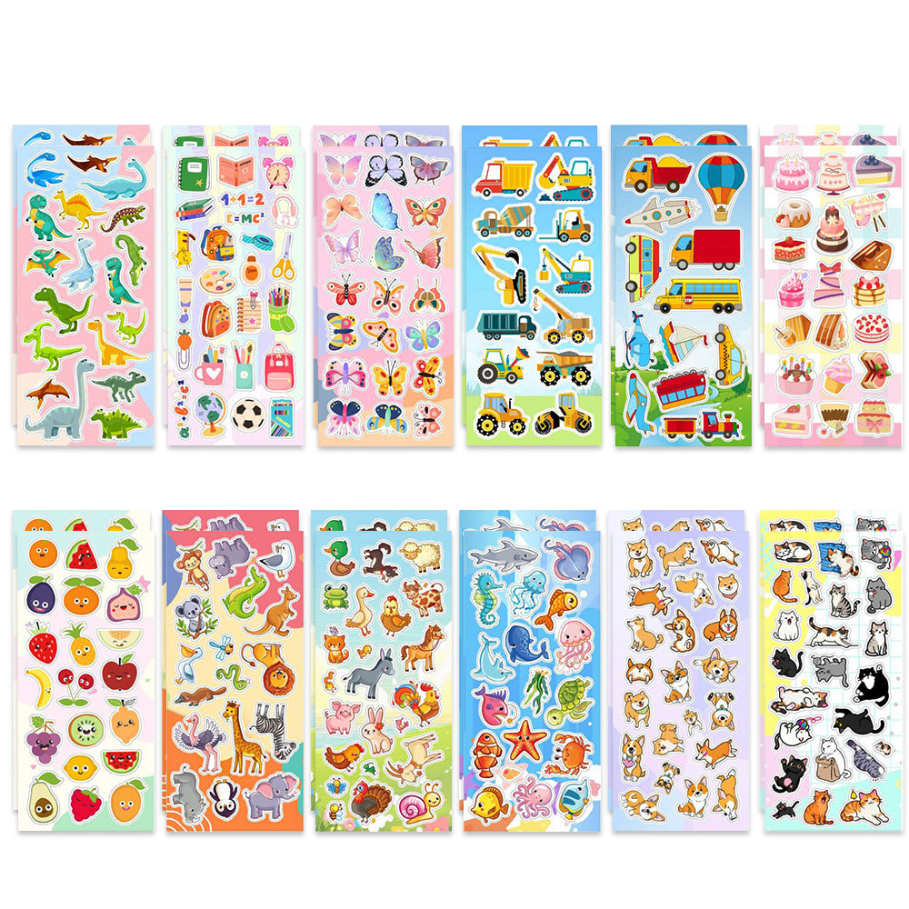 24 Sheets Cute Stickers for DIY School Supplies Luggage Bike