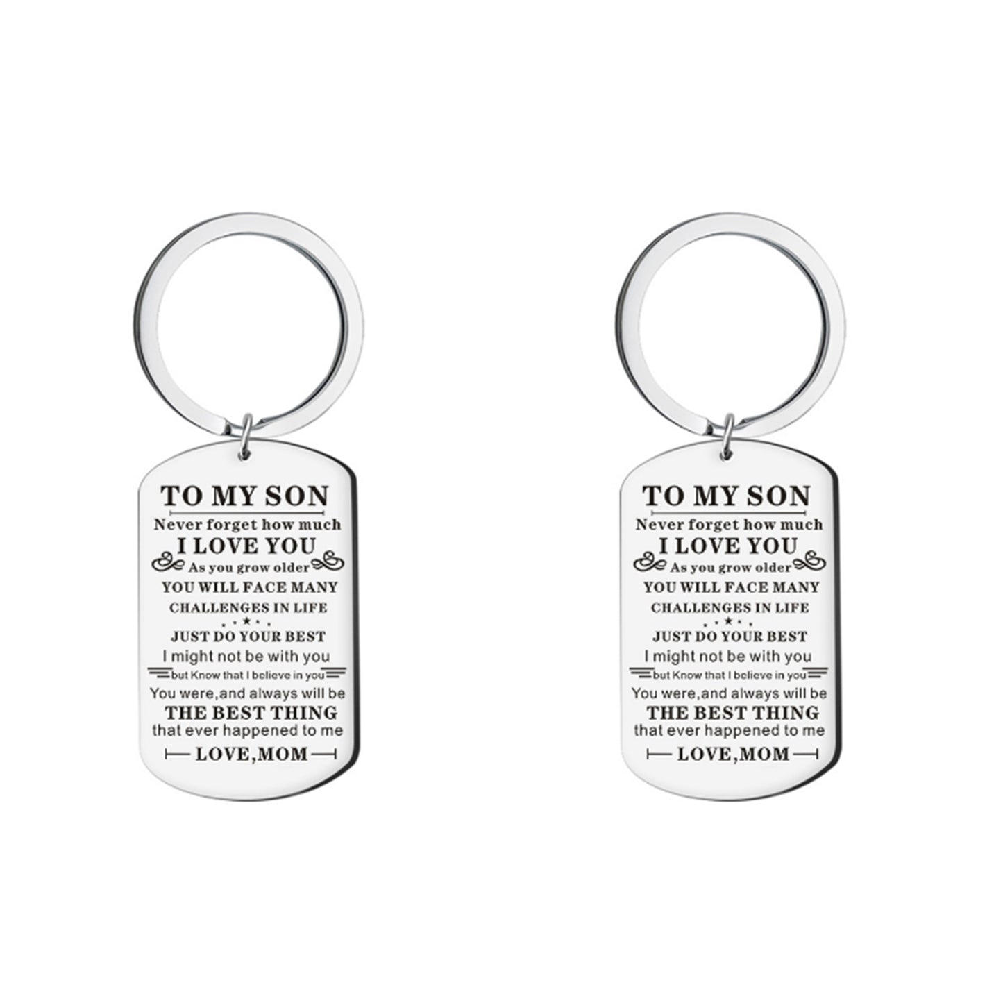 Stainless Steel Inspirational Keychain to My Son from Mom with Keyrings