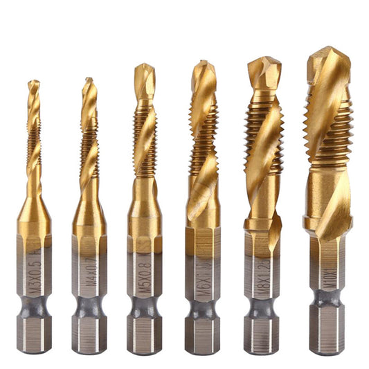 6Pcs HSS Hex Shank Tap Drill Bits Tools Set