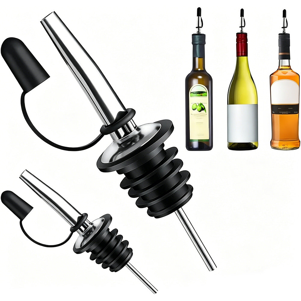 12Pcs Stainless Steel Non Drip Wine Pourers with Dust Caps