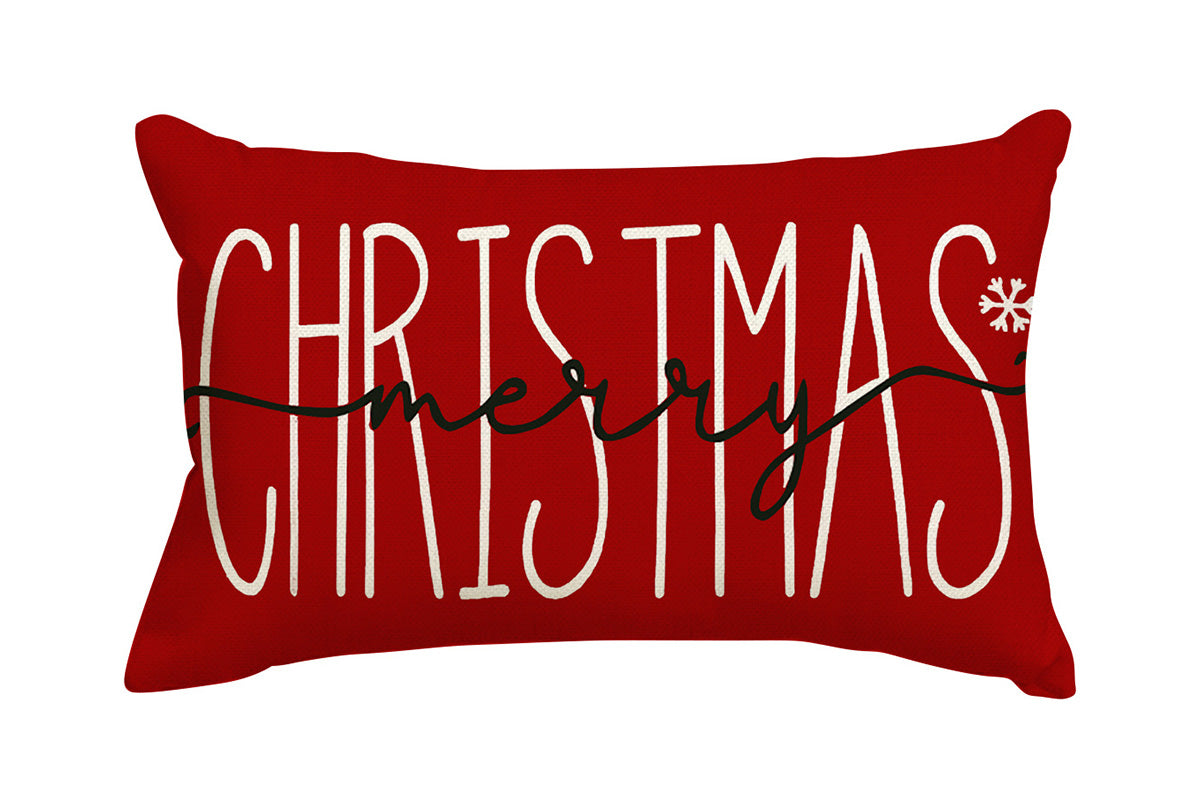 Merry Christmas Throw Pillowcase Rectangle Lumbar Winter Holiday Cushion Cover
