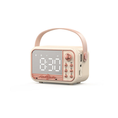 Vintage Portable Wireless Bluetooth Speakers with Alarm Clock for Kitchen Bedroom Home