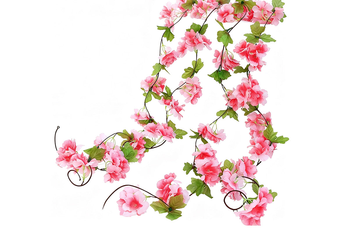 4Pcs Sakura Vine Artificial Silk Hanging Garland 2.3 m for Wedding and Home Decoration