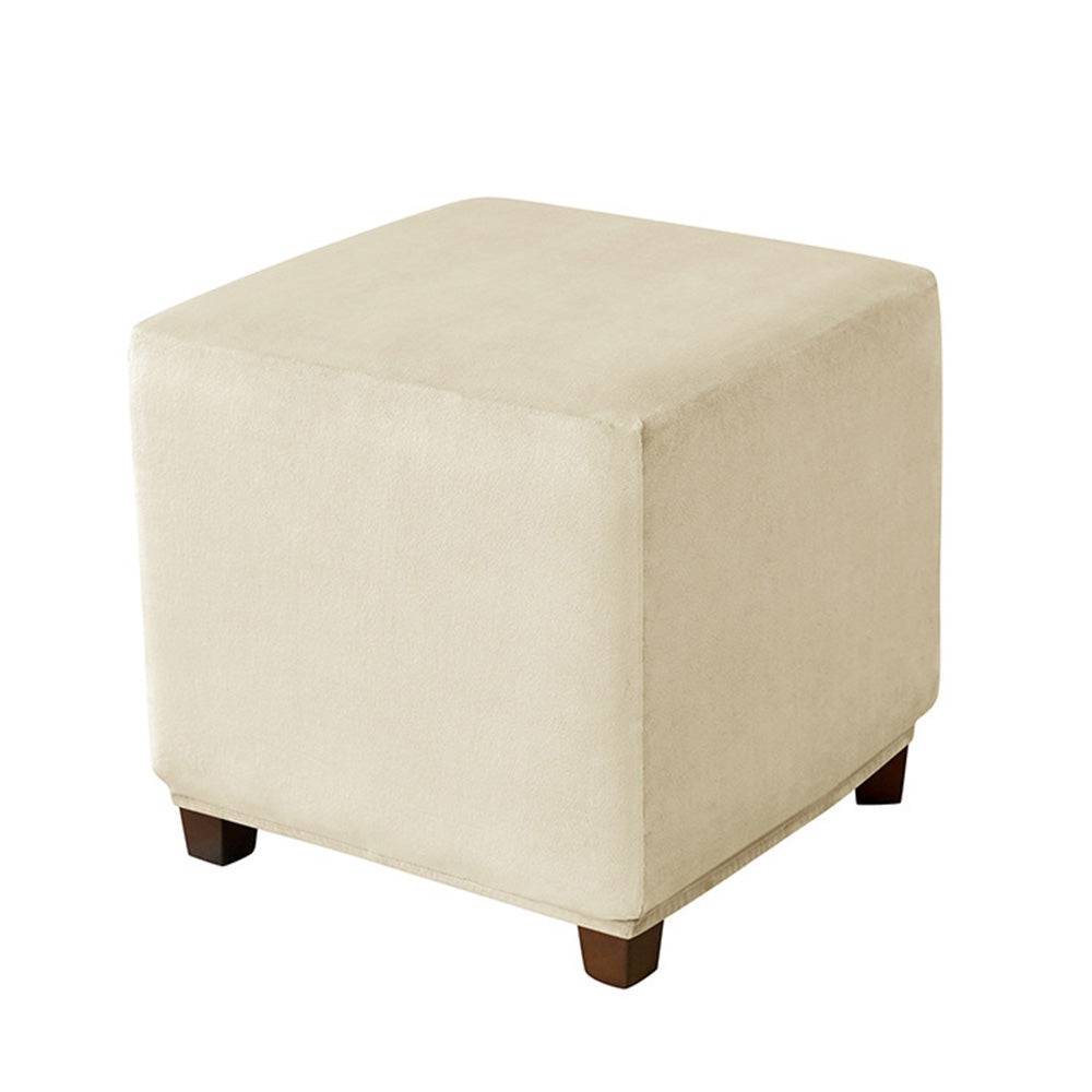 High Stretch Square Footstool Cover Machine Washable-Beige
