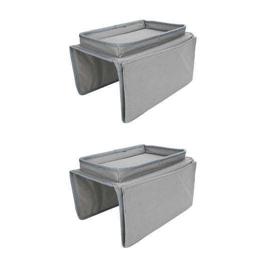 2Pcs Sofa Armrest Storage Bag With 5 Pockets