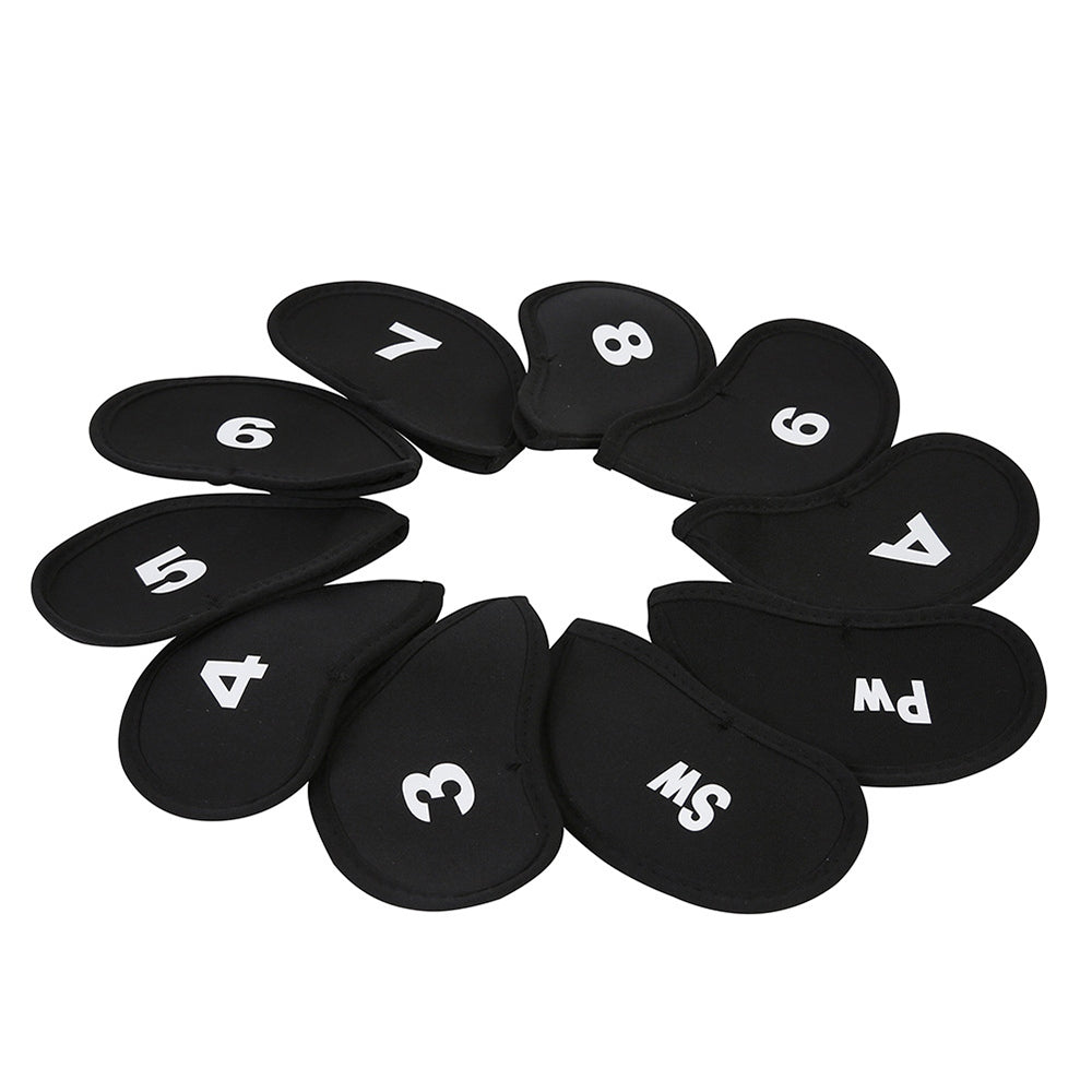 10Pcs Golf Club Iron Head Covers Protector Set for 3-9 A SW PW Clubs