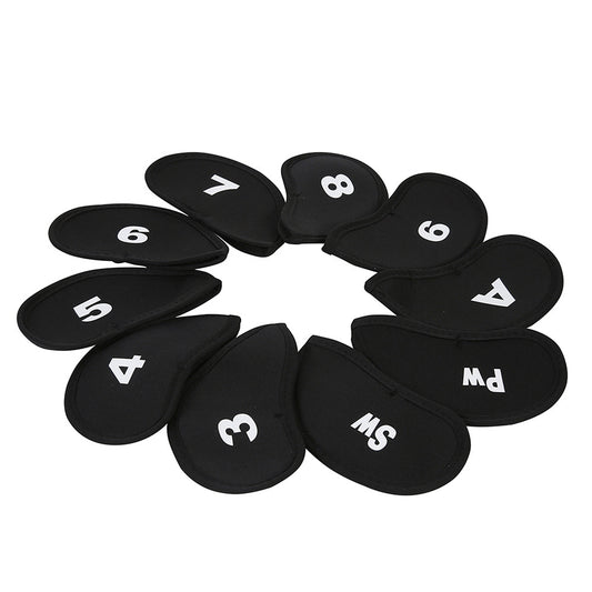 10Pcs Golf Club Iron Head Covers Protector Set for 3-9 A SW PW Clubs