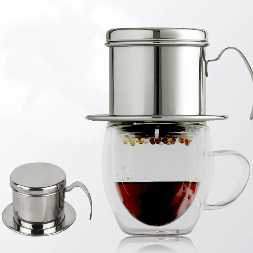 2Pcs 304 Stainless Steel Vietnamese Drip Coffee Pot Infuser for Home Filter Maker