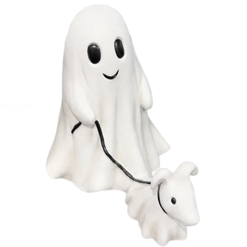 Halloween Ghost Walking Dog Statue