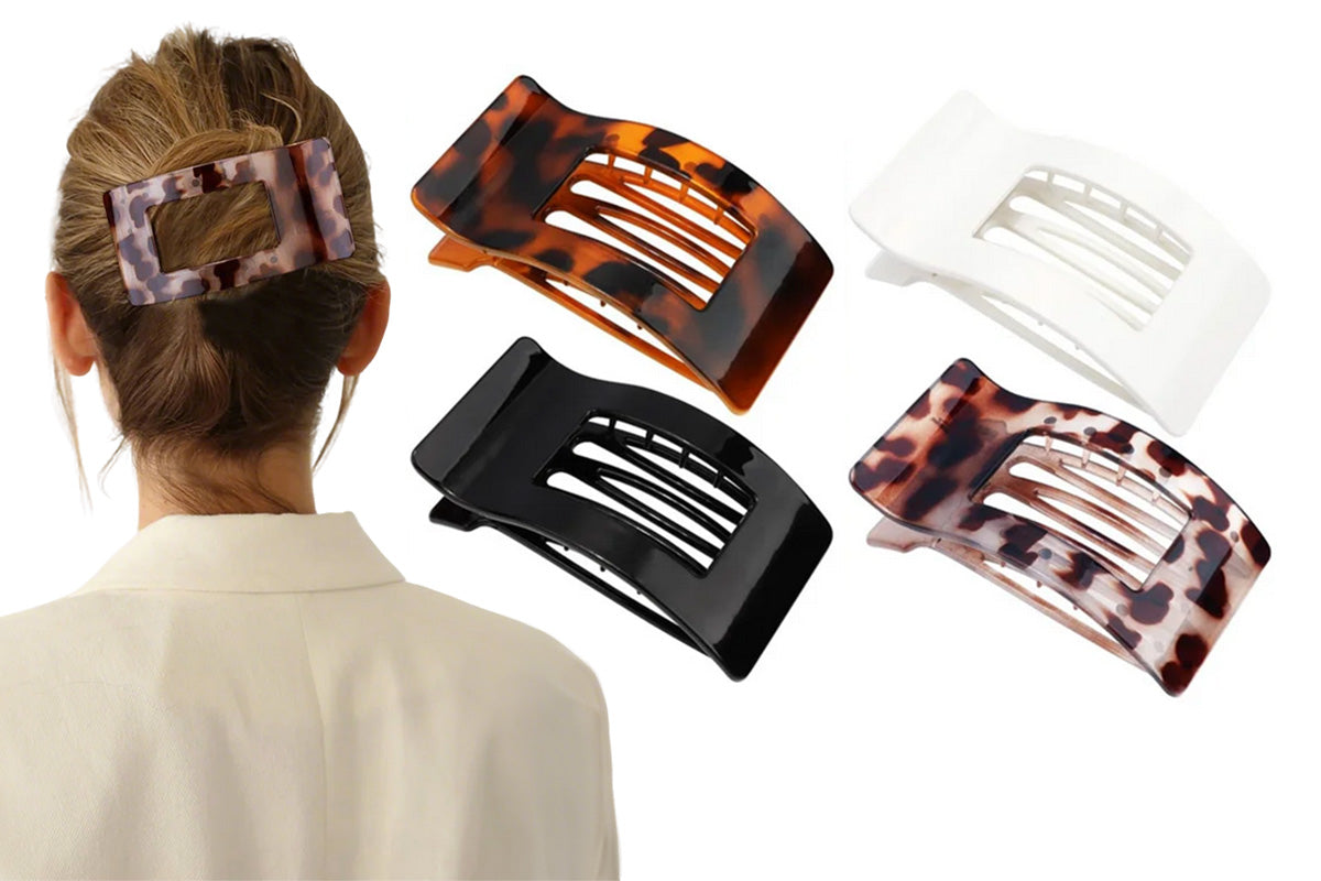 4PCS Flat Hair Clips Large Rectangle No-Slip Claw Clips For Women