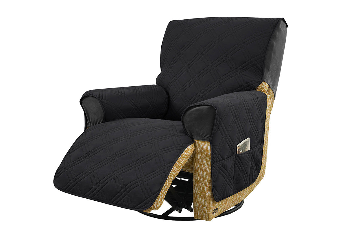Water Resistant Quilted Recliner Chair Cover Anti-Slip Recliner Sofa Protector with Storage Pockets