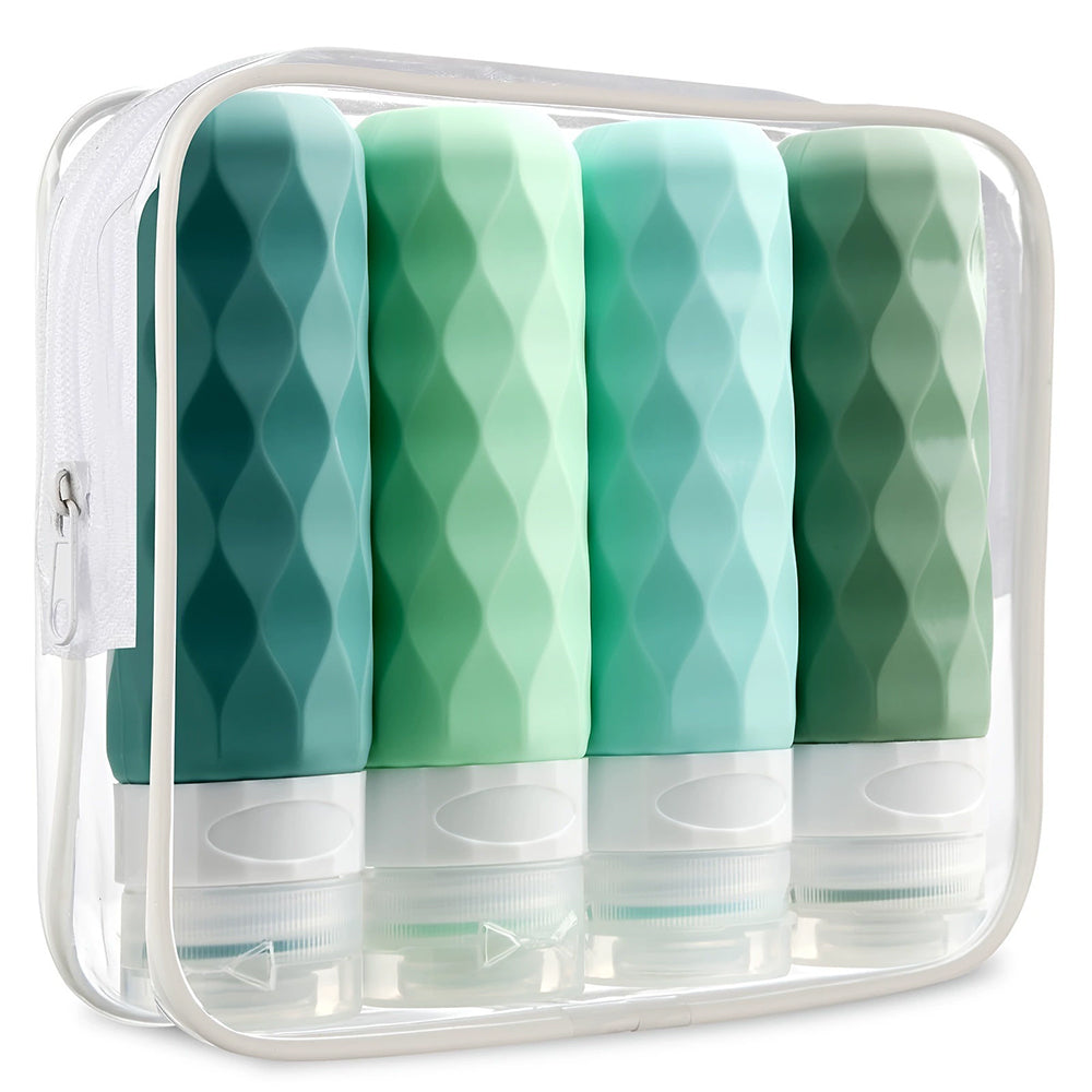 4 Piece 90ml Silicone Refillable Travel Bottle Set