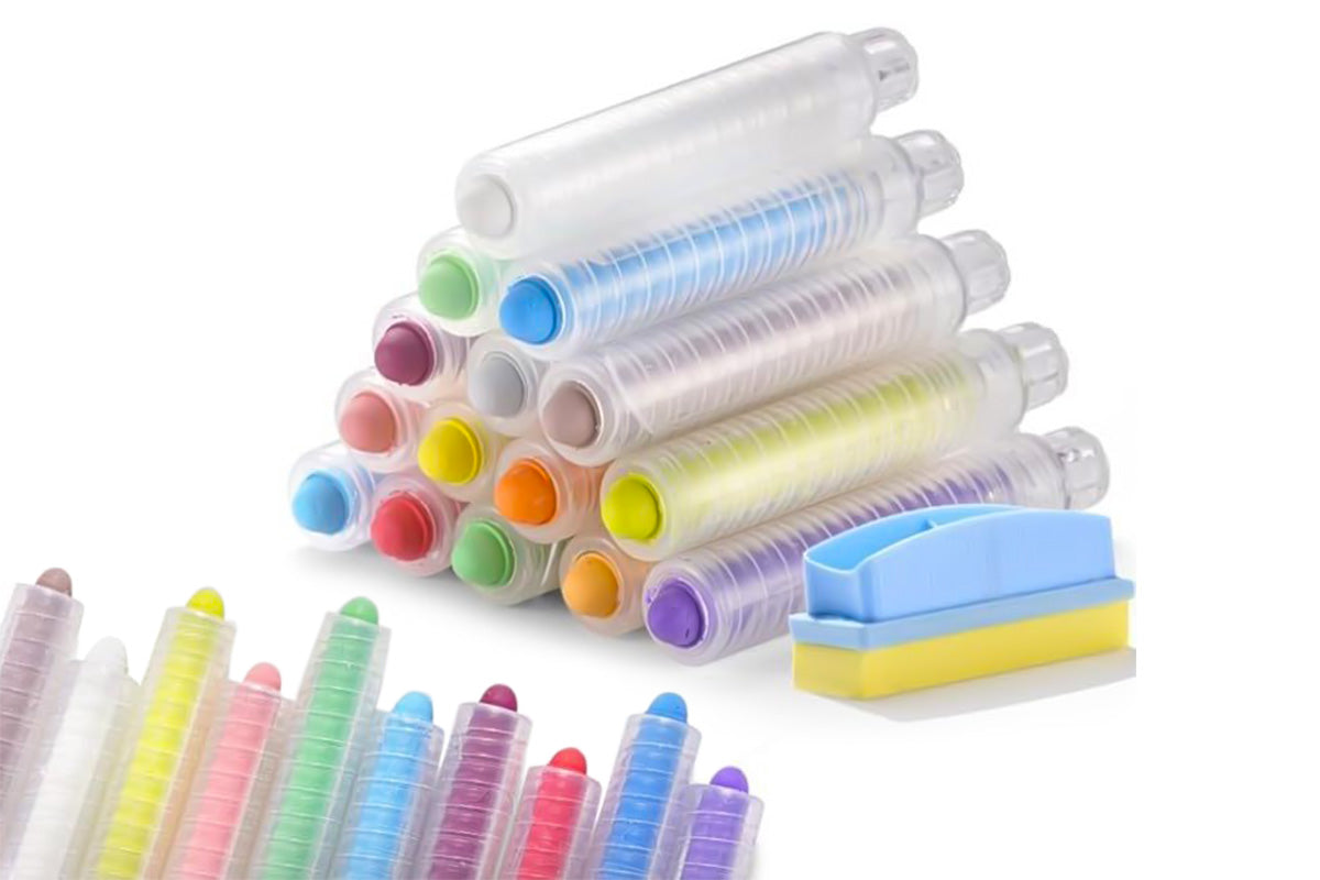 16Pcs Dustless Chalk Set With Eraser Washable Chalk Non Toxic for Doodling Drawing