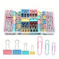240Pcs Binder Clips and Paper Clips Set 6 Sizes for Office School Home