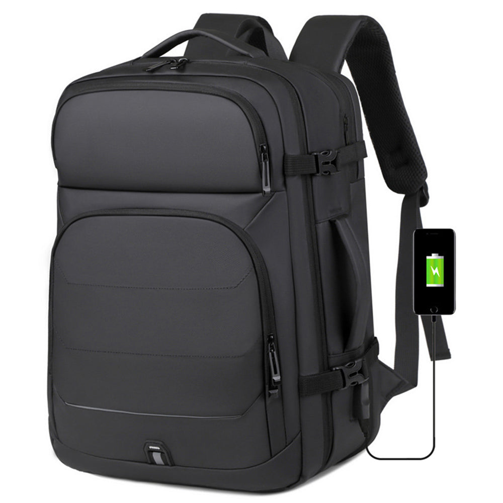 35L Large Water-Resistant Expandable Laptop Travel Backpack with USB Charging Hole