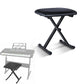 Portable Piano Stool Adjustable Folding Keyboard Seat Bench Chair Black