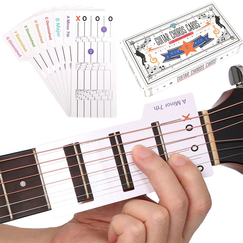 56 Laminated Guitar Chord Flashcards A to G for Beginners