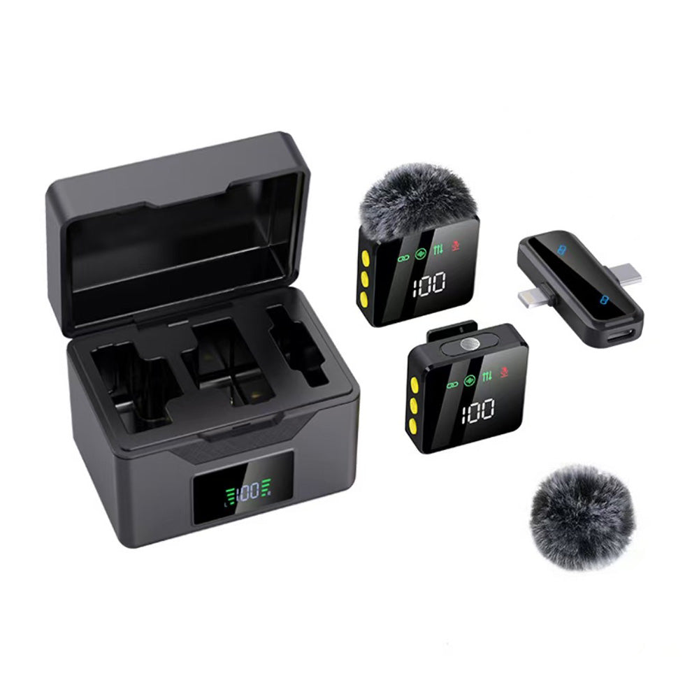 Wireless Lavalier Microphone with Charging Case Noise Cancelling for iPhone Android